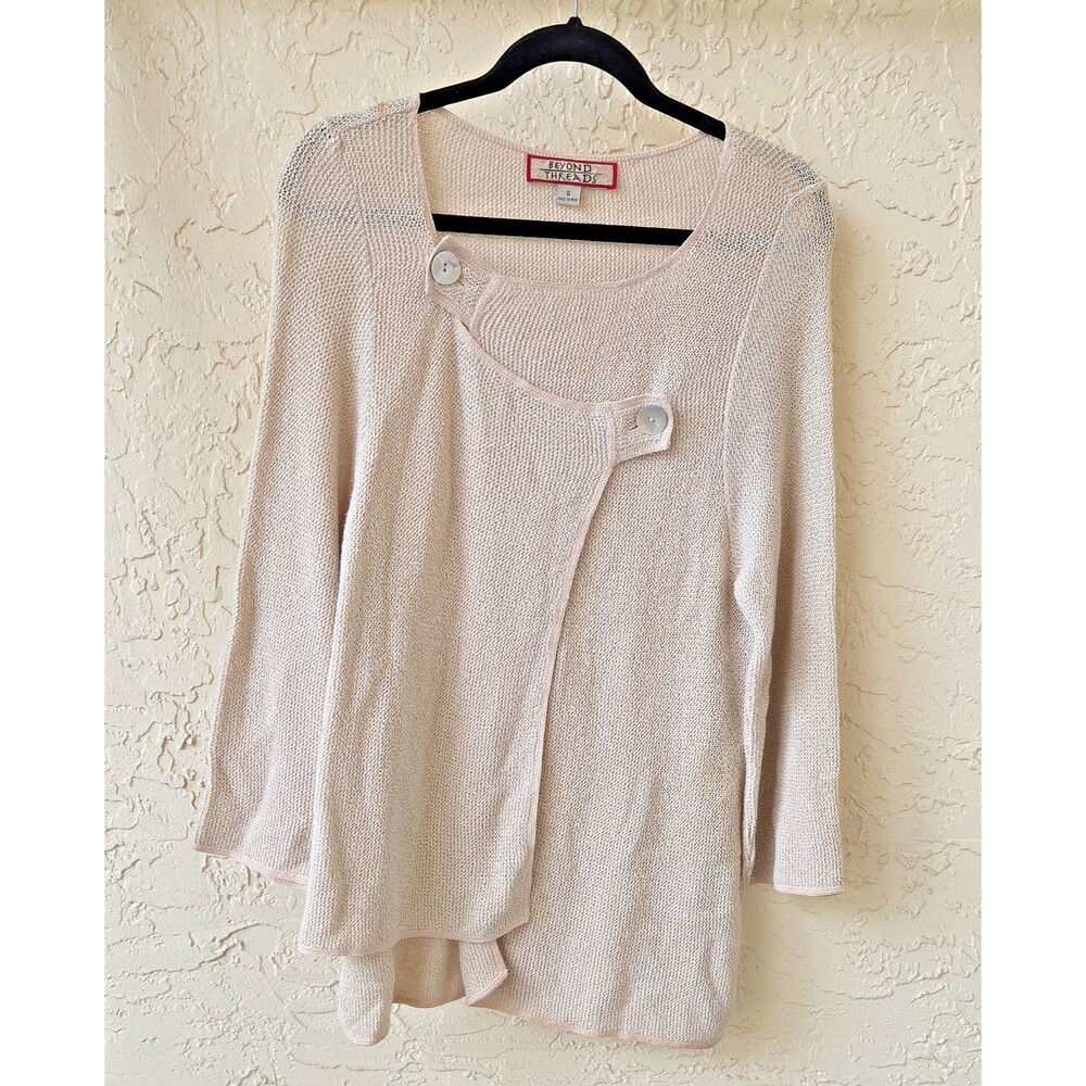 VTG Beyond Threads Button Cardigan SMALL Laganlook Asymmetrical Peru Grandmacore